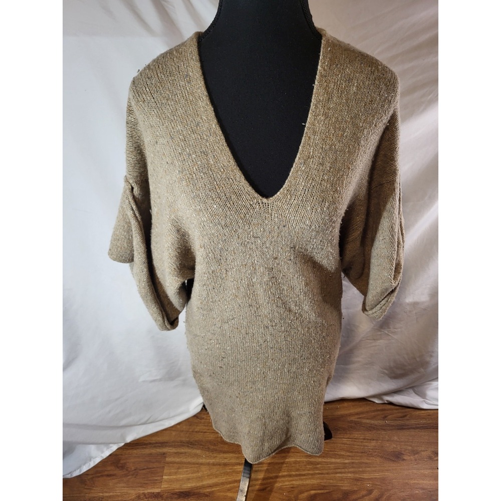 Vtg BCBG Max Azria Size XS Beige Dolman Sleeve Sweater Dress Wool Cashmere Blend